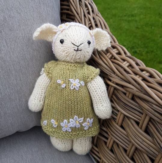 Wool Lamb Teddy - olive dress with head band